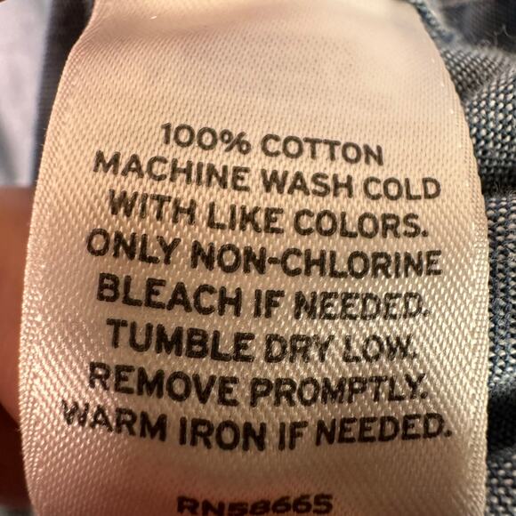 Wallin & Bros Shirt Mens Medium Blue Chambray Button Front Workwear Casual - Picture 8 of 8